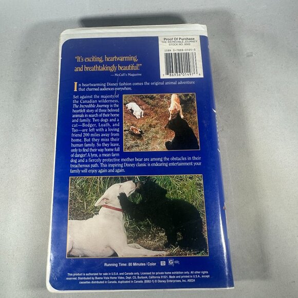 The Incredible Journey VHS Walt Disney 1993 Clamshell Family Adventure - Picture 2 of 3